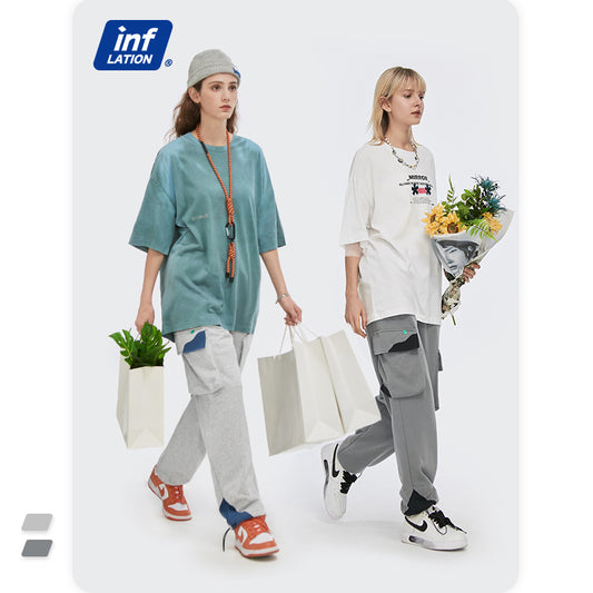 DadPLS Dadcore Patchwork Grey Sweatpants | Unisex Oversized Joggers