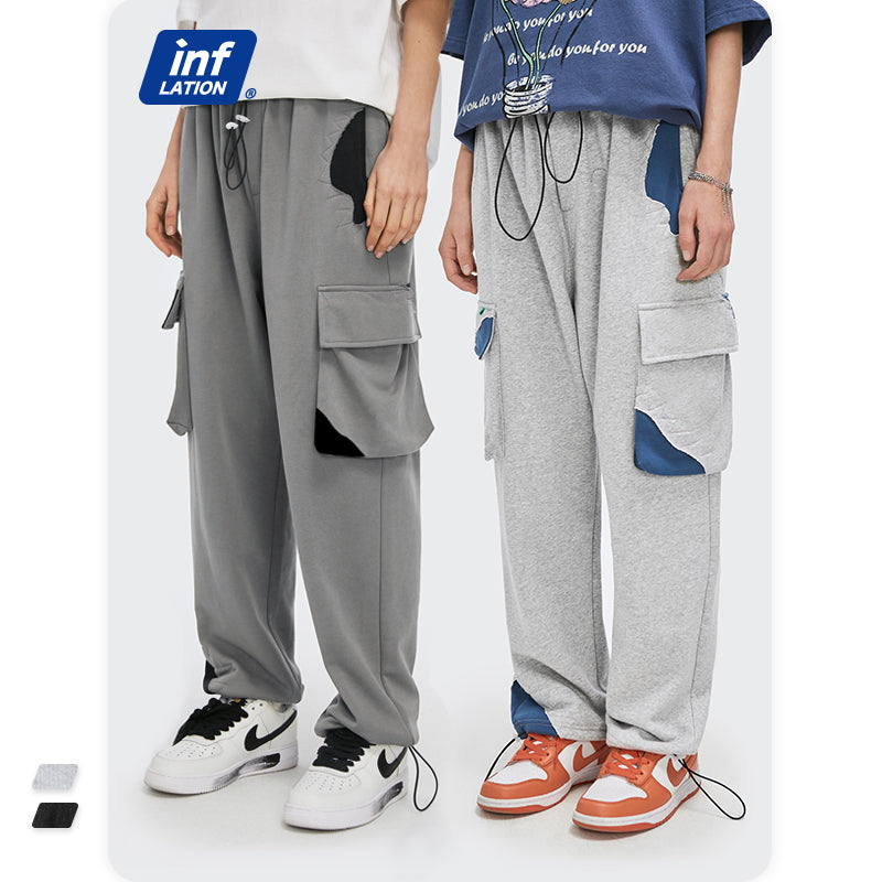 DadPLS Dadcore Patchwork Grey Sweatpants | Unisex Oversized Joggers