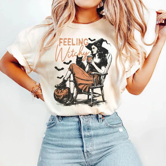 Dadcore Retro Halloween Loose O-Neck Tee – Casual Vintage Vibe